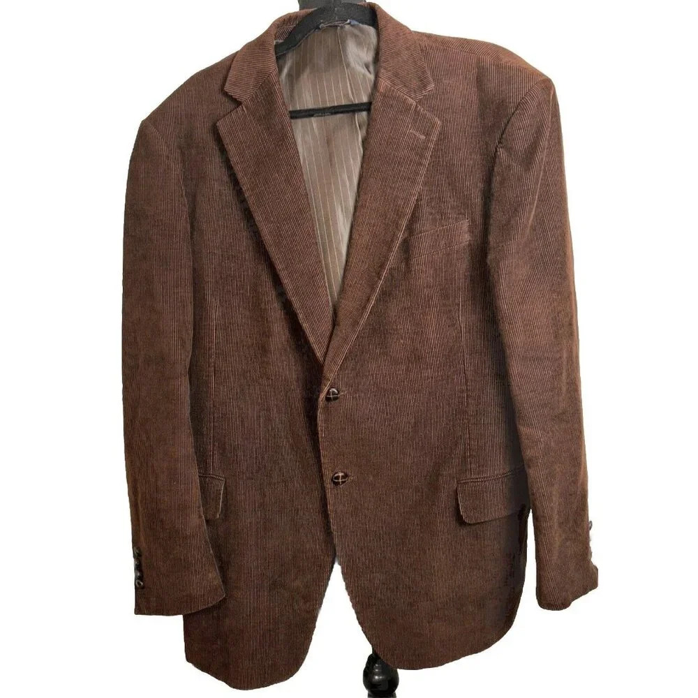 Dockers Men's Sport Coat Blazer‎ Two Button Dark Brown Corduroy Cotton Size 46R